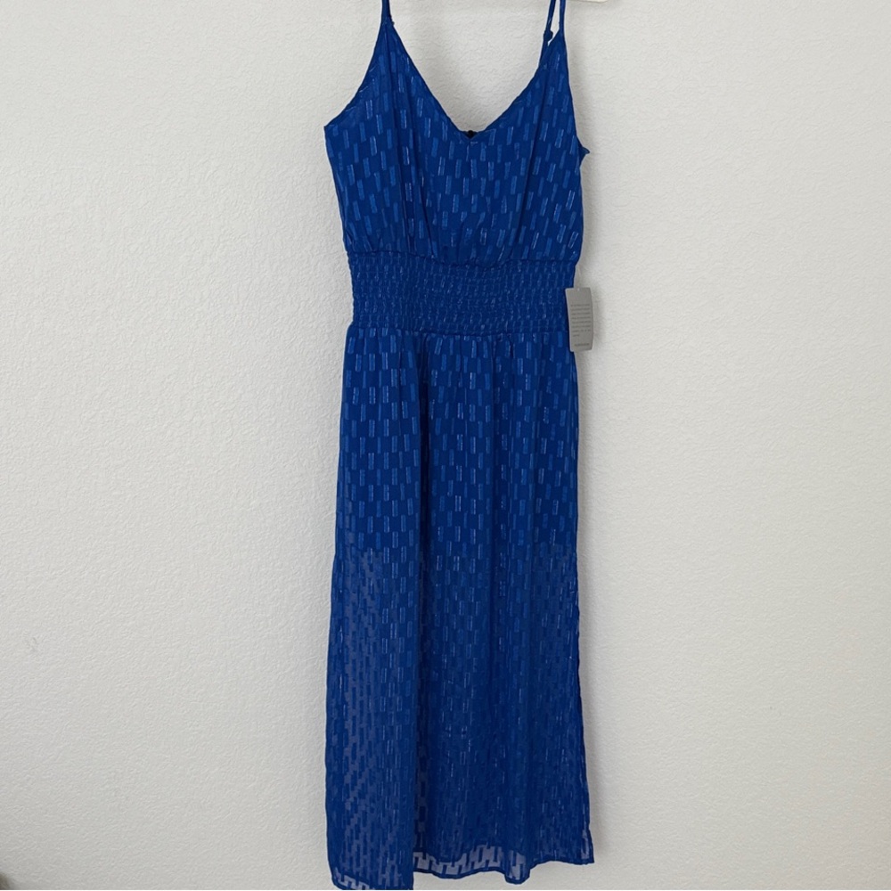 NSR Nordstrom Royal Blue Textured Midi Dress